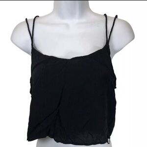 Motel Crop Top Women’s Large Strappy Lightweight gauze flowy black cutout sheer